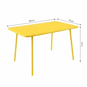 Bergame ensemble table de jardin 120 cm et 4 chaises jaune