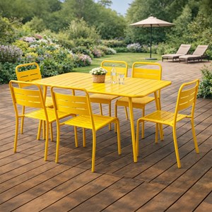 Bergame ensemble table de jardin 120 cm et 4 chaises jaune