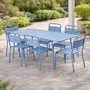Bergame ensemble table de jardin 160 cm et 6 chaises bleu
