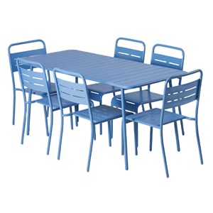 Bergame ensemble table de jardin 160 cm et 6 chaises bleu