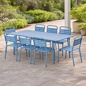 Bergame ensemble table de jardin 160 cm et 6 chaises bleu
