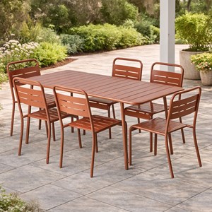 Bergame ensemble table de jardin 160 cm et 6 chaises terracotta