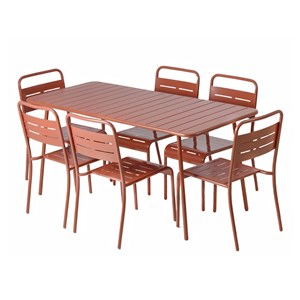 Bergame ensemble table de jardin 160 cm et 6 chaises terracotta