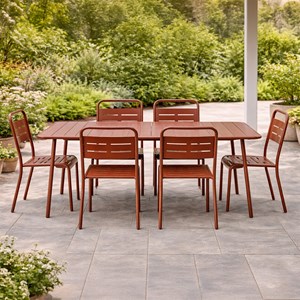 Bergame ensemble table de jardin 160 cm et 6 chaises terracotta