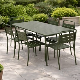 Bergame ensemble table de jardin 160 cm et 6 chaises vert