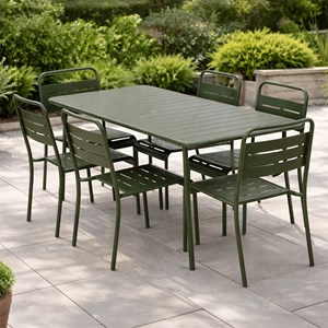 Bergame ensemble table de jardin 160 cm et 6 chaises vert