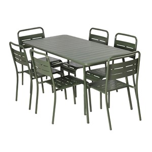 Bergame ensemble table de jardin 160 cm et 6 chaises vert