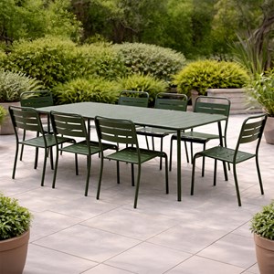 Bergame ensemble table de jardin 160 cm et 6 chaises vert