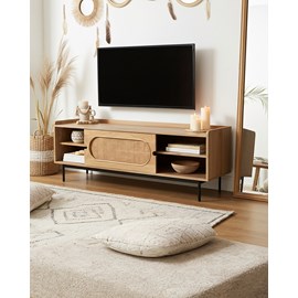 Kali - meuble tv en manguier et cannage 140 cm