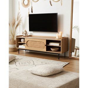 Kali - meuble tv en manguier et cannage 140 cm