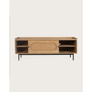 Kali - meuble tv en manguier et cannage 140 cm