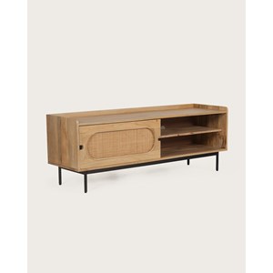 Kali - meuble tv en manguier et cannage 140 cm