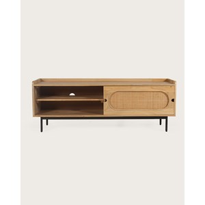 Kali - meuble tv en manguier et cannage 140 cm