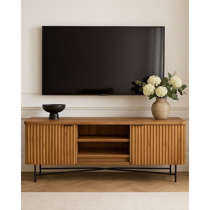 Opéra - meuble tv rétro en teck massif recyclé 140 cm