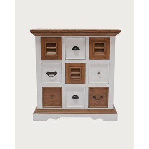 Inda - petit buffet en mindy massif blanc et naturel 80 cm