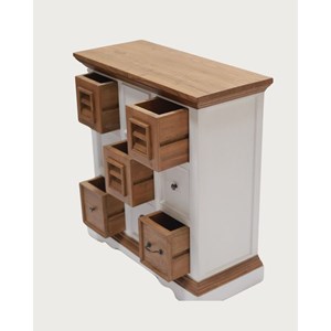 Inda - petit buffet en mindy massif blanc et naturel 80 cm