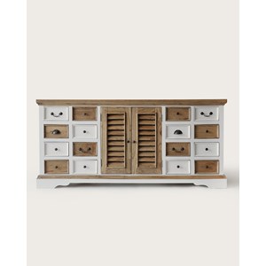 Inda - grand buffet blanc et naturel en mindy massif 160 cm