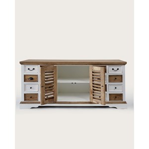 Inda - grand buffet blanc et naturel en mindy massif 160 cm