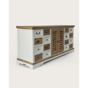 Inda - grand buffet blanc et naturel en mindy massif 160 cm