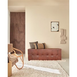 Palm - banc rembourré en cuir marron capitonné