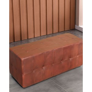 Palm - banc rembourré en cuir marron capitonné