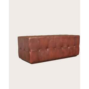 Palm - banc rembourré en cuir marron capitonné