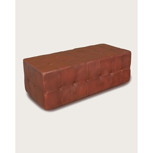 Palm - banc rembourré en cuir marron capitonné