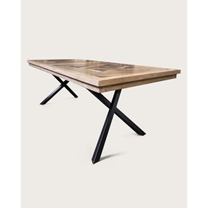 Bucarest - table repas en manguier massif marqueté l200 cm 10 pers.