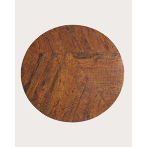Prague - table repas ronde en bois massif et pied tulipe doré d110 cm 6 pers