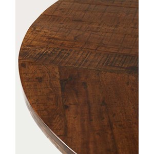 Prague - table repas ronde en bois massif et pied tulipe doré d110 cm 6 pers