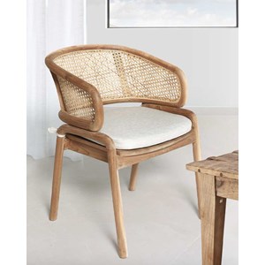 Moon - chaise en teck massif et cannage rotin