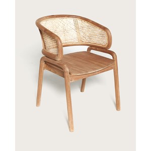 Moon - chaise en teck massif et cannage rotin