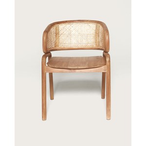 Moon - chaise en teck massif et cannage rotin