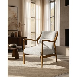 Ambre - fauteuil en bois massif chêne et en lin