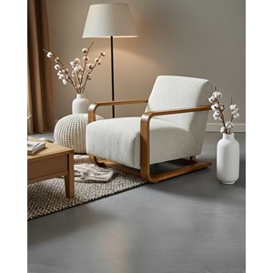 Rima - fauteuil en bois massif chêne et en lin
