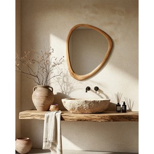 Trivéo - miroir organique en bois massif de manguier