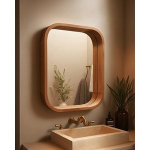 Ligno - miroir mural salle de bain en bois massif de manguier