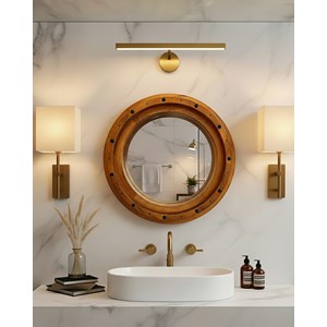Boïa - miroir hublot en bois massif de manguier
