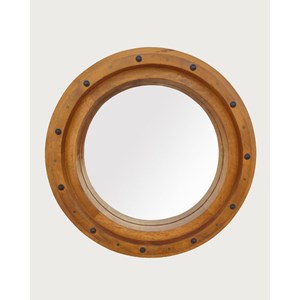 Boïa - miroir hublot en bois massif de manguier