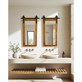 Zara - miroir mural rectangulaire en bois massif et métal