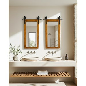 Zara - miroir mural rectangulaire en bois massif et métal