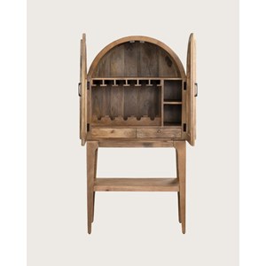 Wine cabinet - meuble bar en bois massif de manguier avec cannage naturel