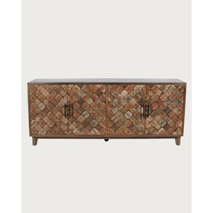 Argylle - buffet bas en bois massif avec motif métal