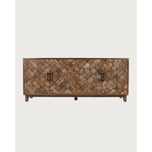 Argylle - buffet bas en bois massif avec motif métal