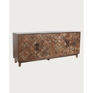 Argylle - buffet bas en bois massif avec motif métal