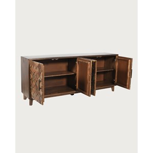 Argylle - buffet bas en bois massif avec motif métal