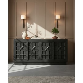 Zaraya - buffet bas sculpté en bois massif de manguier 185 cm