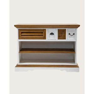 Inda - console en bois de sungkai - blanc et naturel