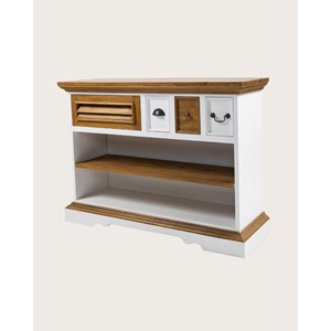 Inda - console en bois de sungkai - blanc et naturel
