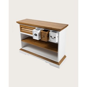 Inda - console en bois de sungkai - blanc et naturel